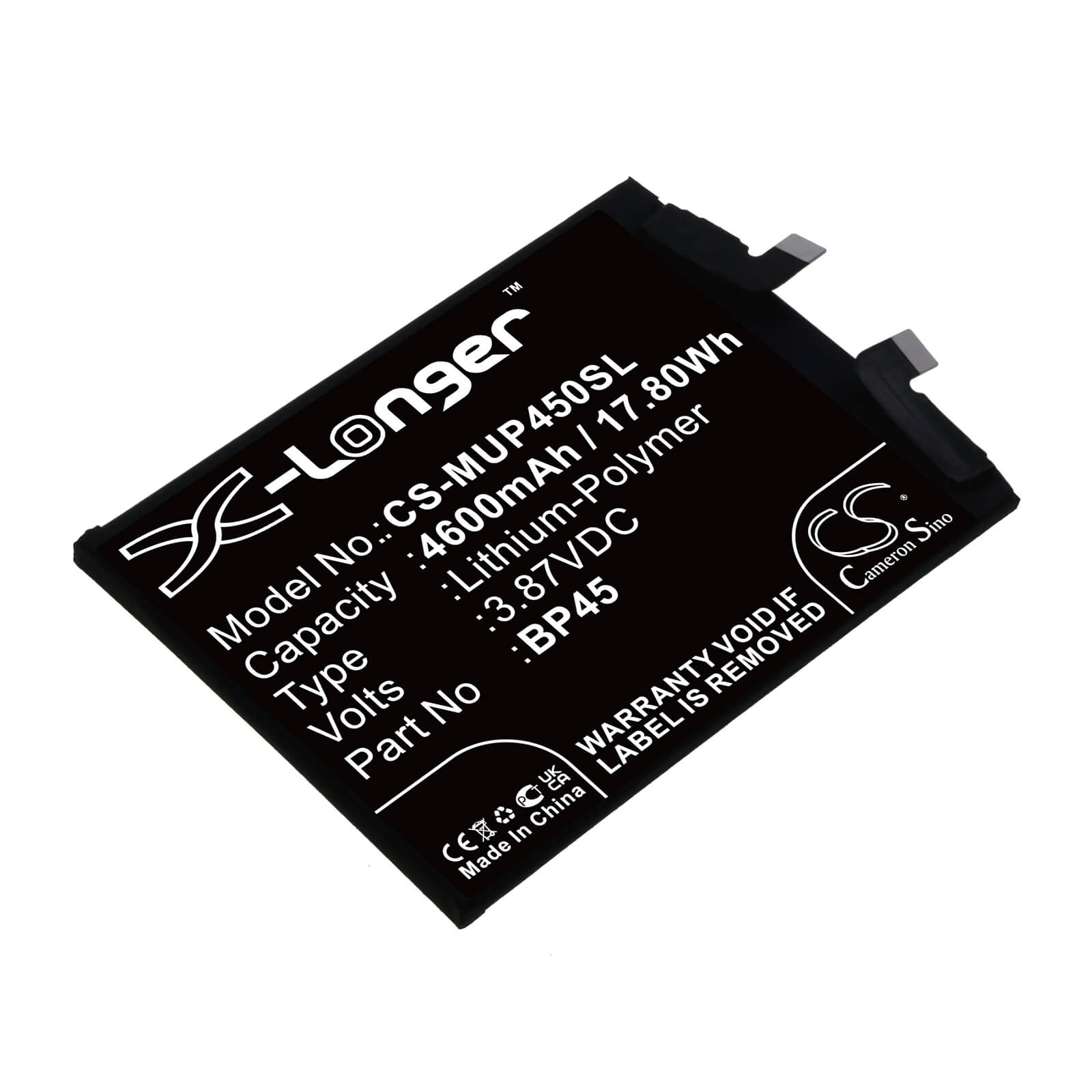Li-Polymer Battery fits Xiaomi, 12 Pro, 2201122c 3.87V, 4600mAh / 17.80Wh Mobile & SmartPhone Cameron Sino Technology Limited