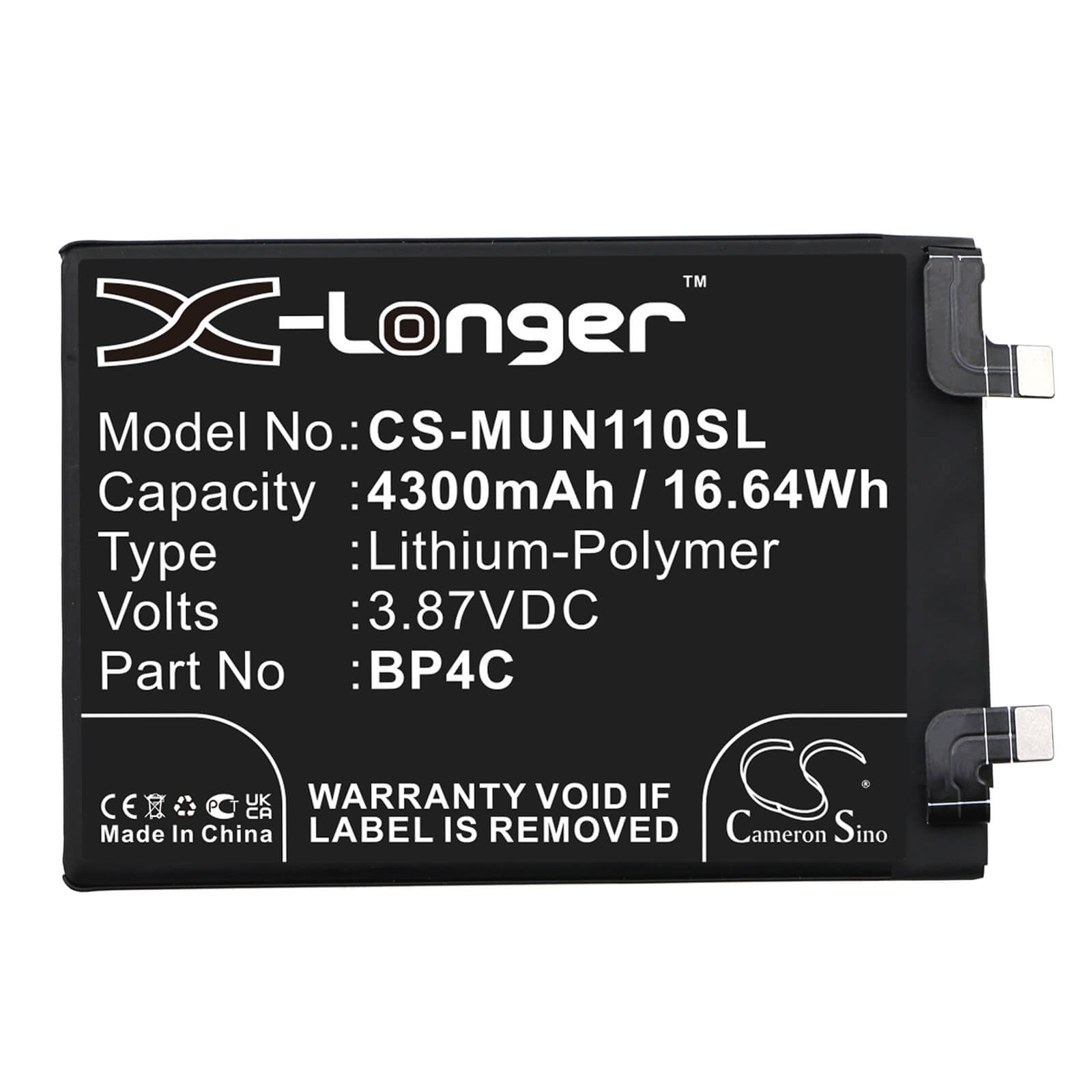 Li-Polymer Battery fits Xiaomi, Redmi Note 11t Pro+ 3.87V, 4300mAh / 16.64Wh Mobile & SmartPhone Cameron Sino Technology Limited