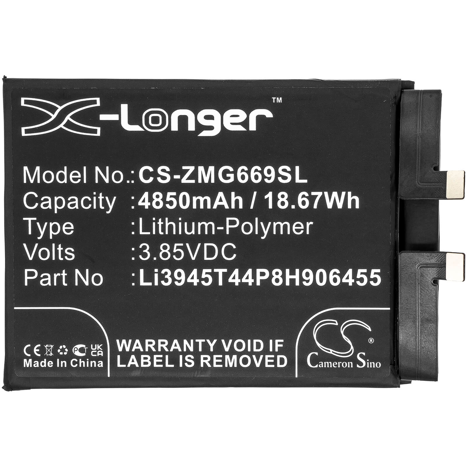 Li-Polymer Battery fits Zte, Nubia Red Magic 6, Nx669j 3.85V, 4850mAh / 18.67Wh Mobile & SmartPhone Cameron Sino Technology Limited