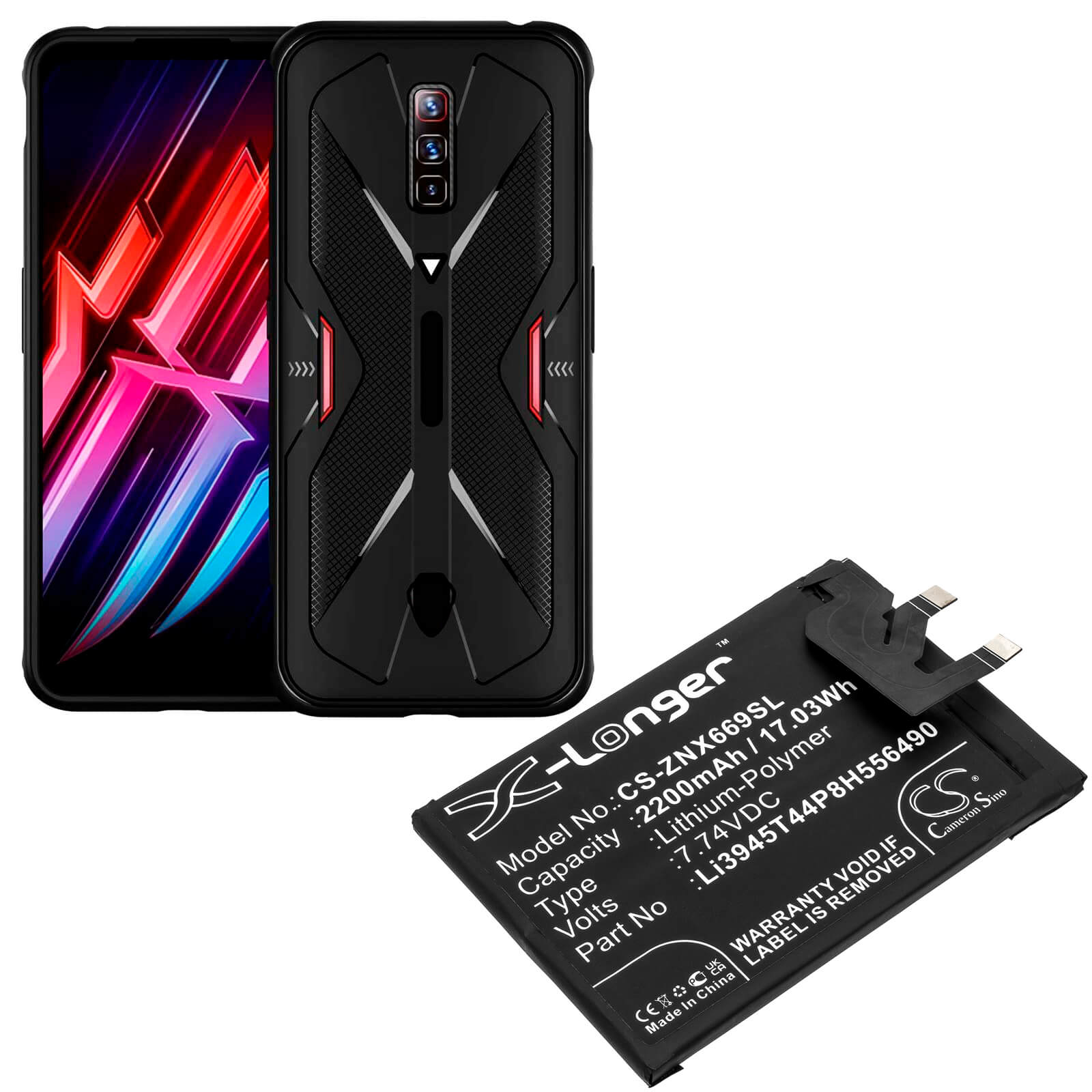 Li-Polymer Battery fits Zte, Nubia Red Magic 6 Pro, Nx669j-p 7.74V, 2200mAh / 17.03Wh Mobile & SmartPhone Cameron Sino Technology Limited