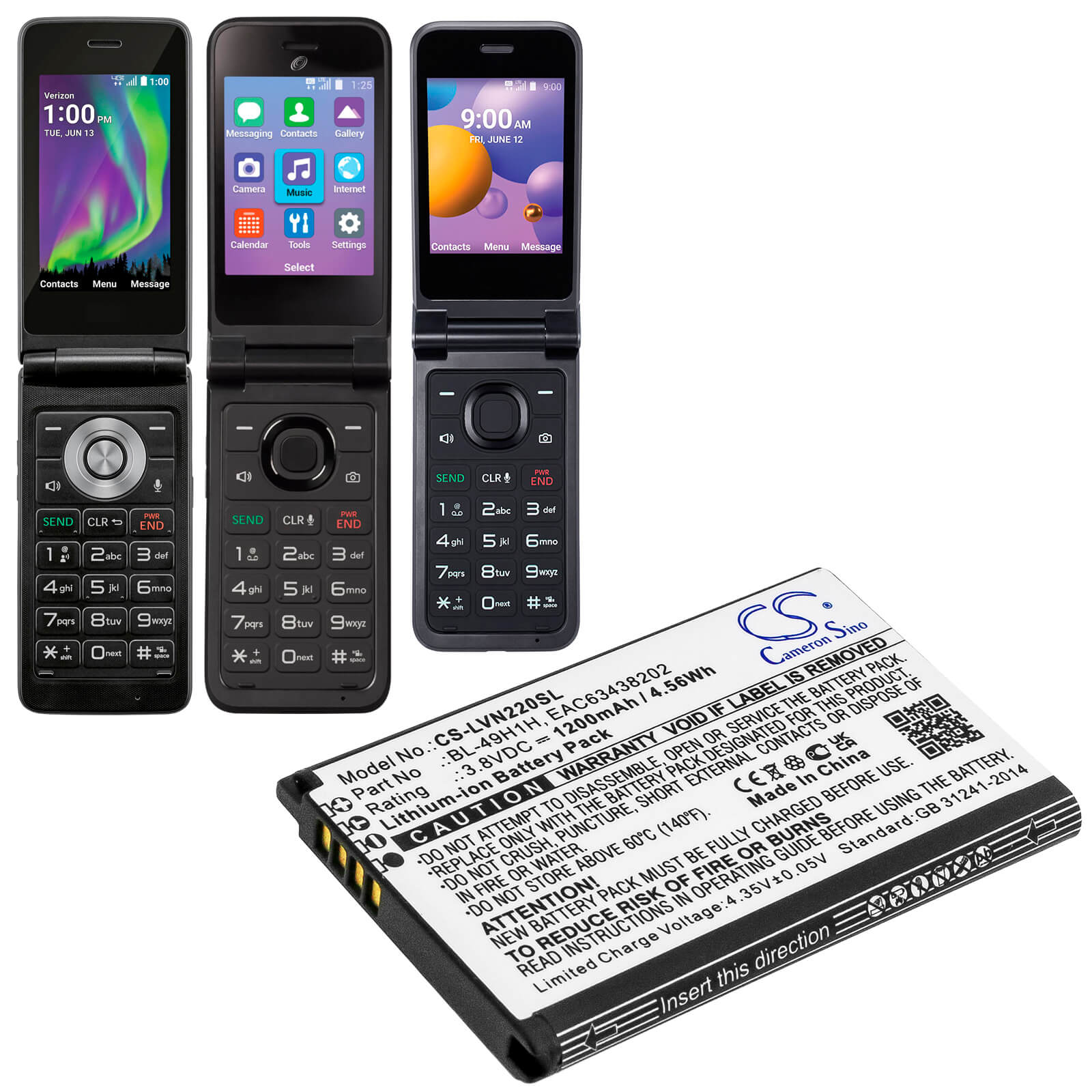 Li-ion Battery fits Lg, Classic Flip, Exalt Lte 4g 3.8V, 1200mAh / 4.56Wh Mobile & SmartPhone Cameron Sino Technology Limited