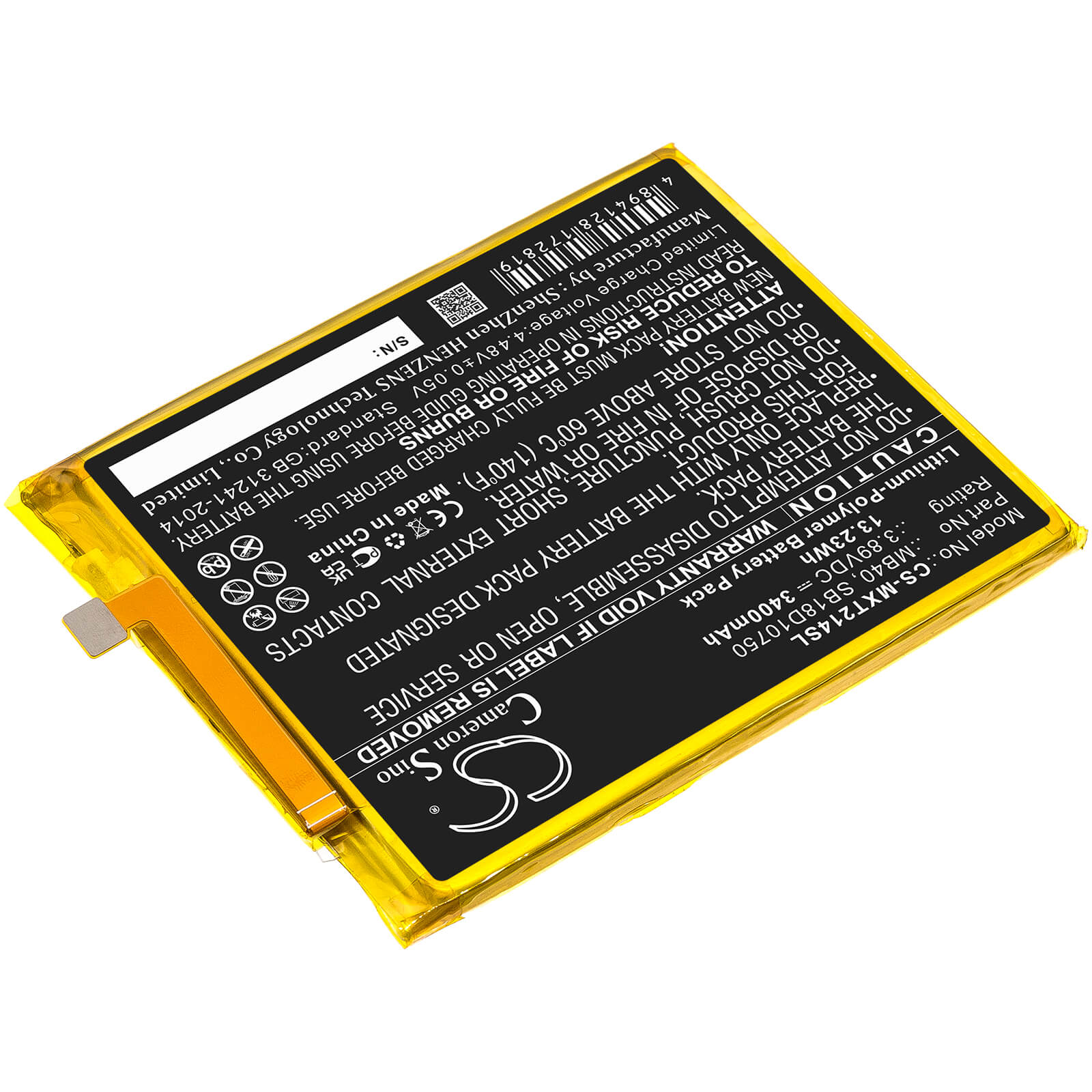 Li-Polymer Battery fits Motorola, Edge 20 5g 2021, Moto Edge 20 5g 3.89V, 3400mAh / 13.23Wh Mobile & SmartPhone Cameron Sino Technology Limited