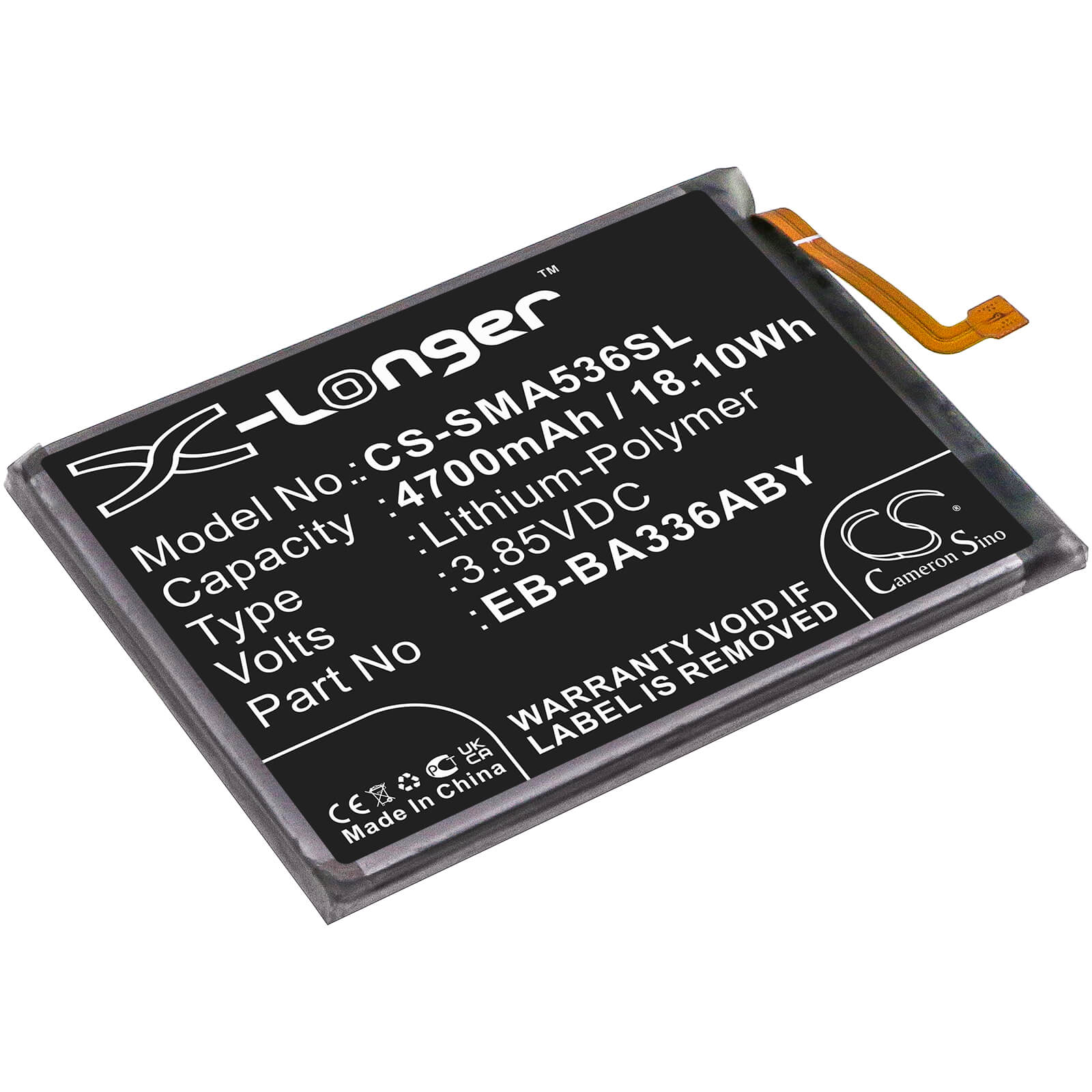 Li-Polymer Battery fits Samsung, Galaxy A53 5g 2022, Sm-a5360 3.85V, 4700mAh / 18.10Wh Mobile & SmartPhone Cameron Sino Technology Limited