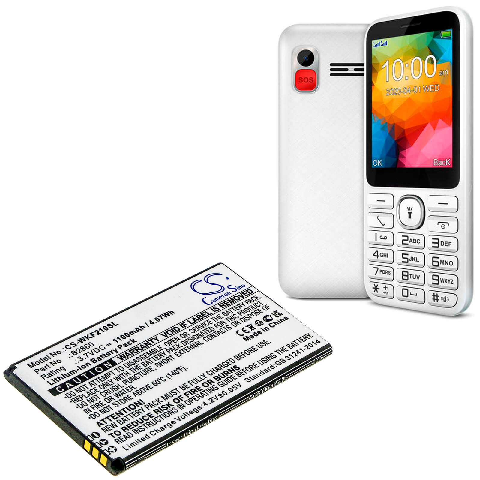 Li-ion Battery fits Wiko, F200 3.7V, 1100mAh / 4.07Wh Mobile & SmartPhone Cameron Sino Technology Limited