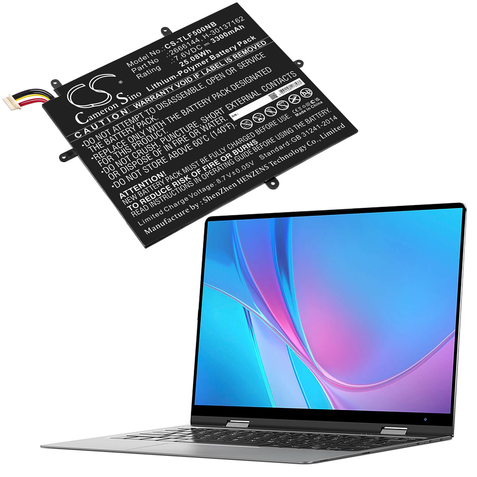 Li-Polymer Battery fits Jumper, Ezbook X1 7.6V, 3300mAh / 25.08Wh Notebook & Laptop Cameron Sino Technology Limited