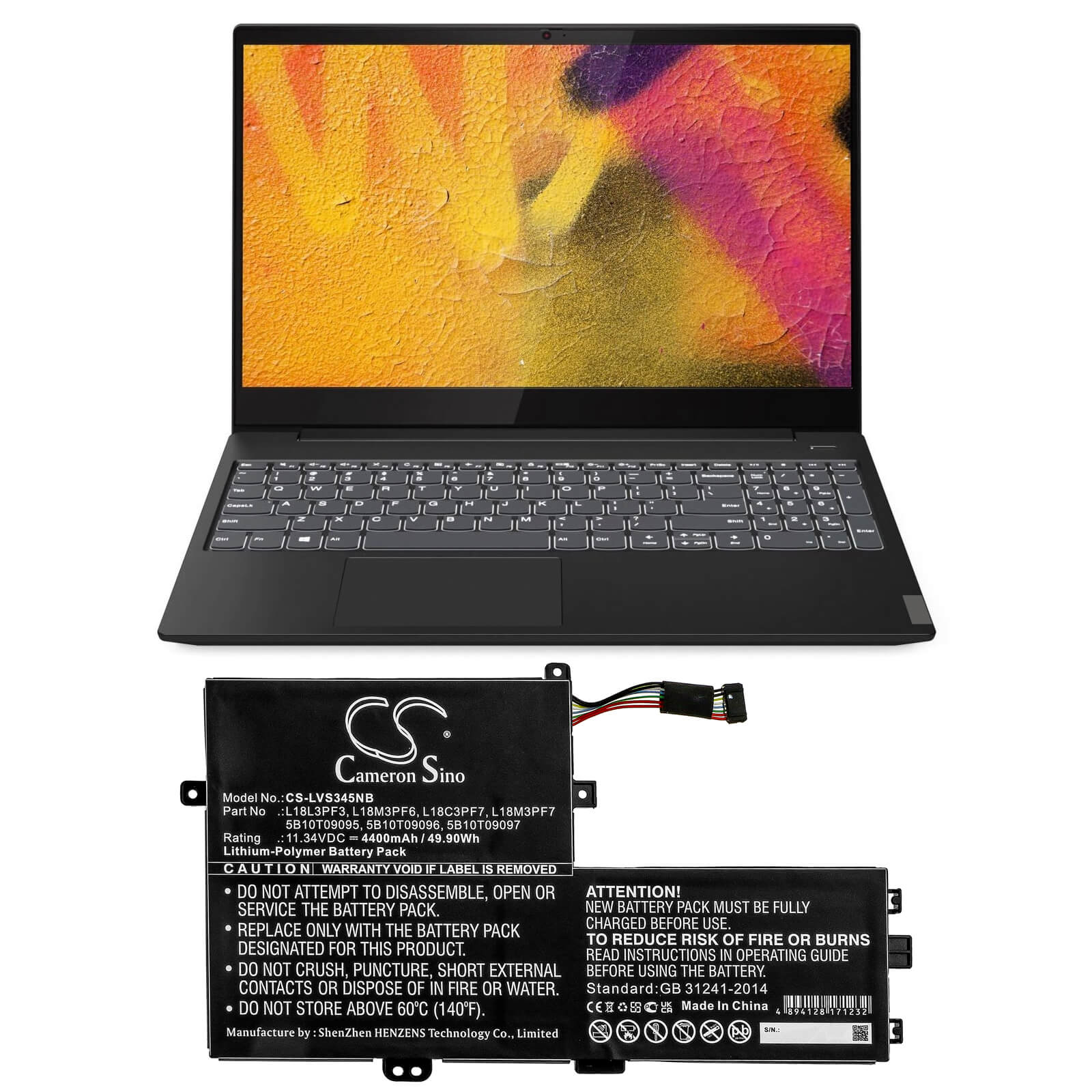 Li-Polymer Battery fits Lenovo, Ideapad C340 15, Ideapad C340-15iil 81xj0047au 11.34V, 4400mAh / 49.90Wh Notebook & Laptop Cameron Sino Technology Limited