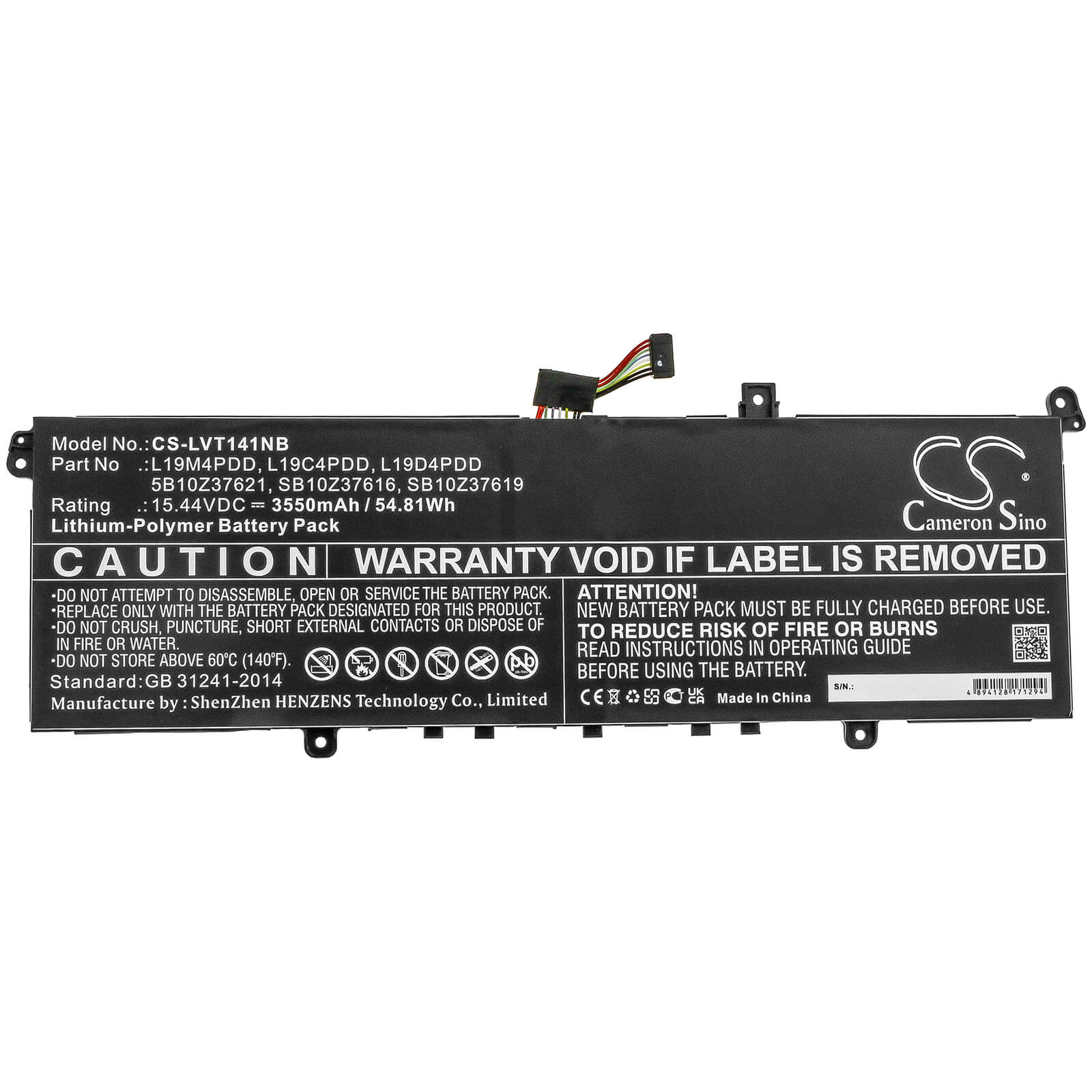 Li-Polymer Battery fits Lenovo, Thinkbook 13s G2 Are(20wc), Thinkbook 13s G2 Itl-20v9000ja 15.44V, 3550mAh / 54.81Wh Notebook & Laptop Cameron Sino Technology Limited