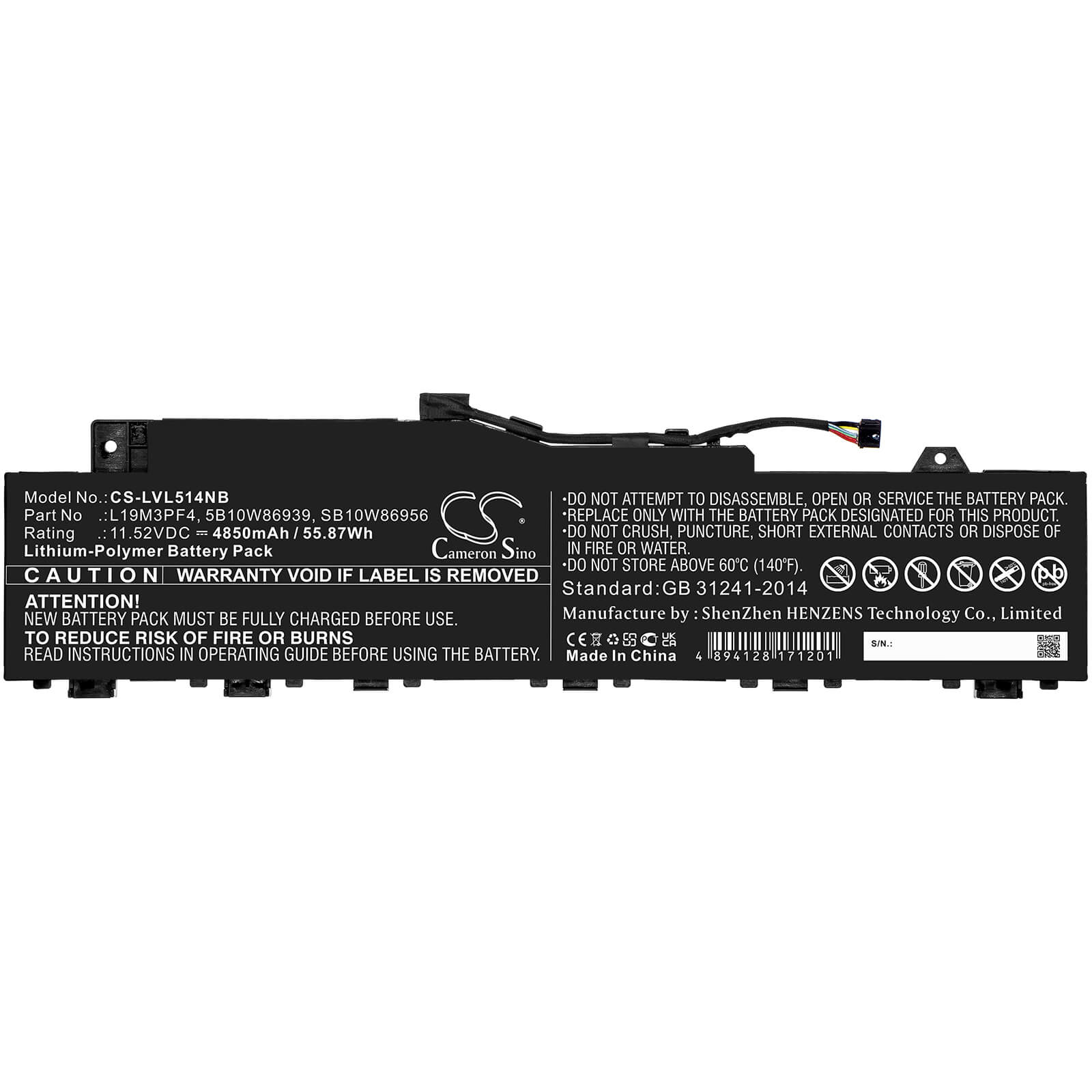Li-Polymer Battery fits Lenovo, Ducati 5 82es000dau, Ideapad 5 14are05 11.52V, 4850mAh / 55.87Wh Notebook & Laptop Cameron Sino Technology Limited