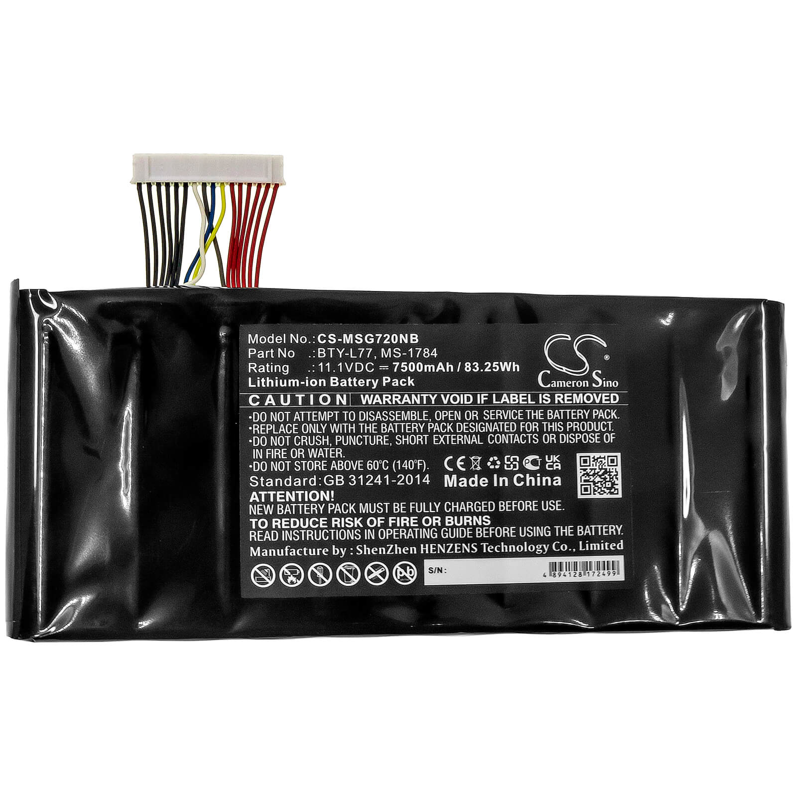 Li-ion Battery fits Msi, 2qe-212cn, 9s7-178541-462 11.1V, 7500mAh / 83.25Wh Notebook & Laptop Cameron Sino Technology Limited