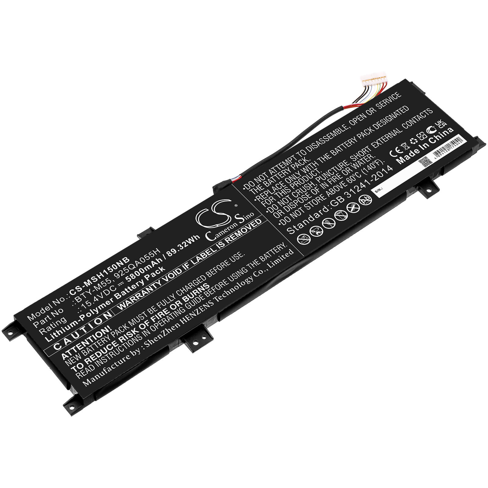 Li-Polymer Battery fits Msi, Alpha 15 A3ddk, Alpha 15 A4dek 15.4V, 5800mAh / 89.32Wh Notebook & Laptop Cameron Sino Technology Limited