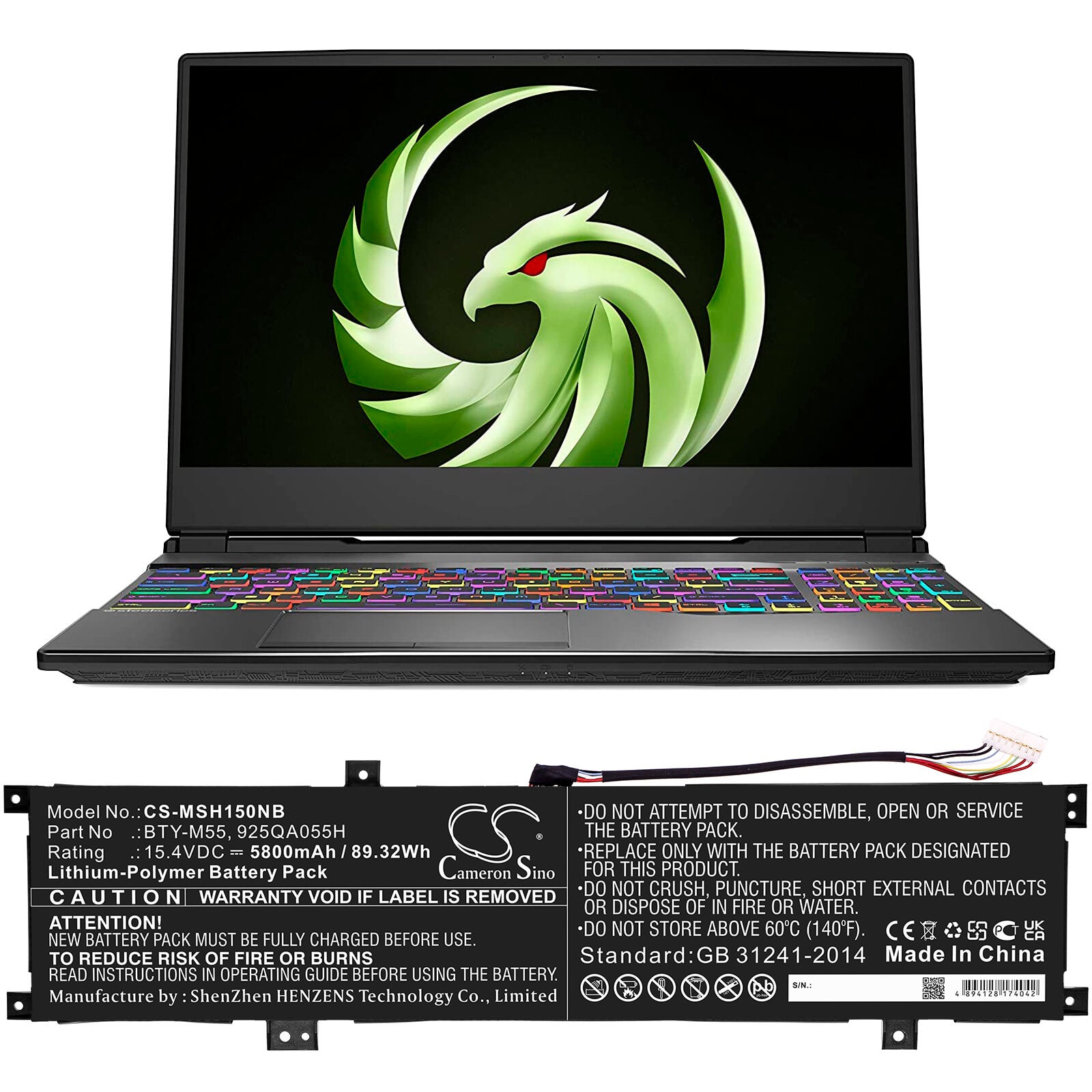 Li-Polymer Battery fits Msi, Alpha 15 A3ddk, Alpha 15 A4dek 15.4V, 5800mAh / 89.32Wh Notebook & Laptop Cameron Sino Technology Limited