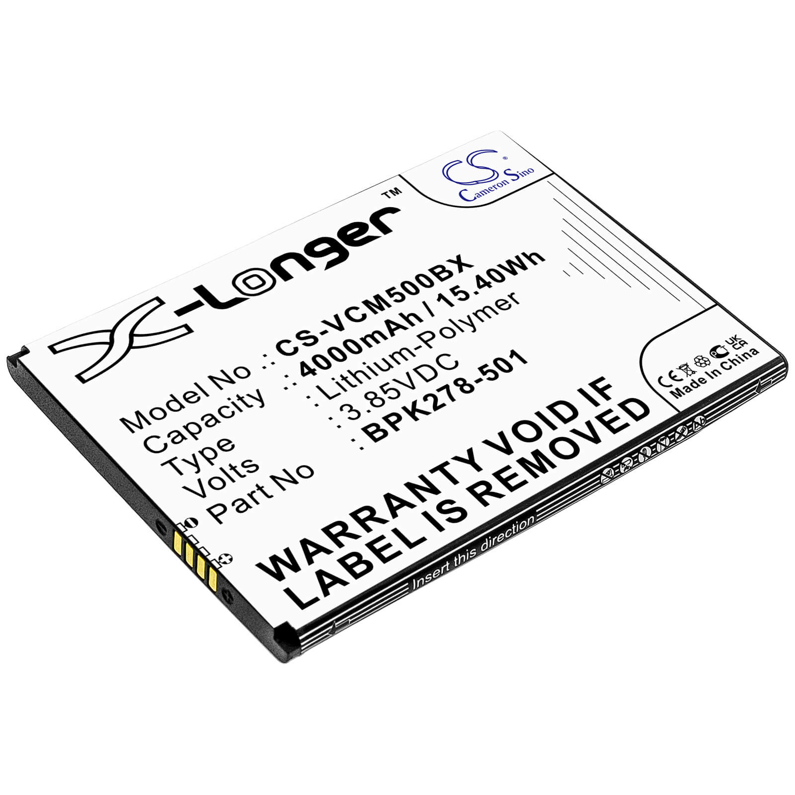 Li-Polymer Battery fits Verifone, Cm5 3.85V, 4000mAh / 15.40Wh Payment Terminal Cameron Sino Technology Limited