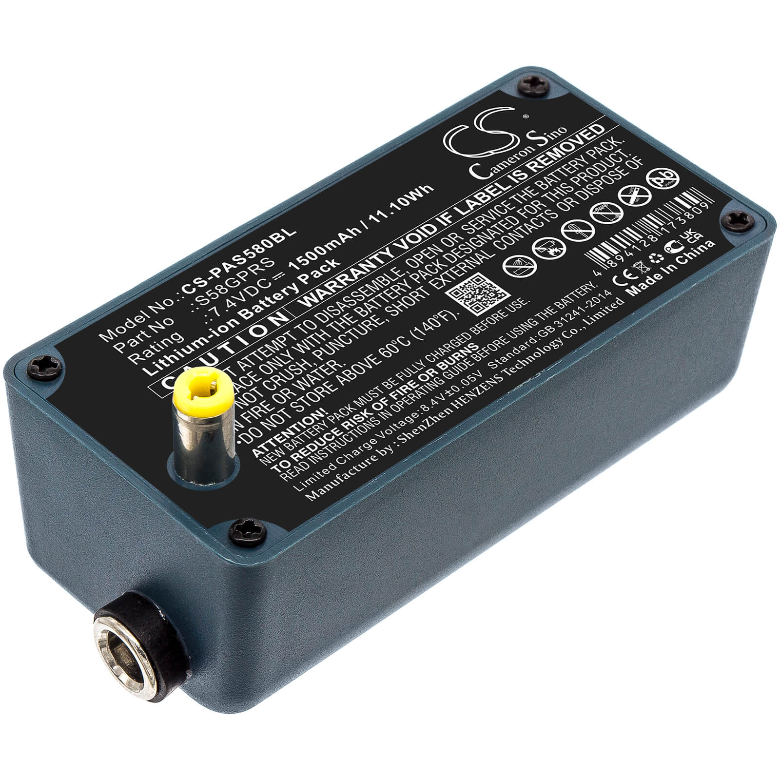 Li-ion Battery fits Pax, S58 7.4V, 1500mAh / 11.10Wh Payment Terminal Cameron Sino Technology Limited