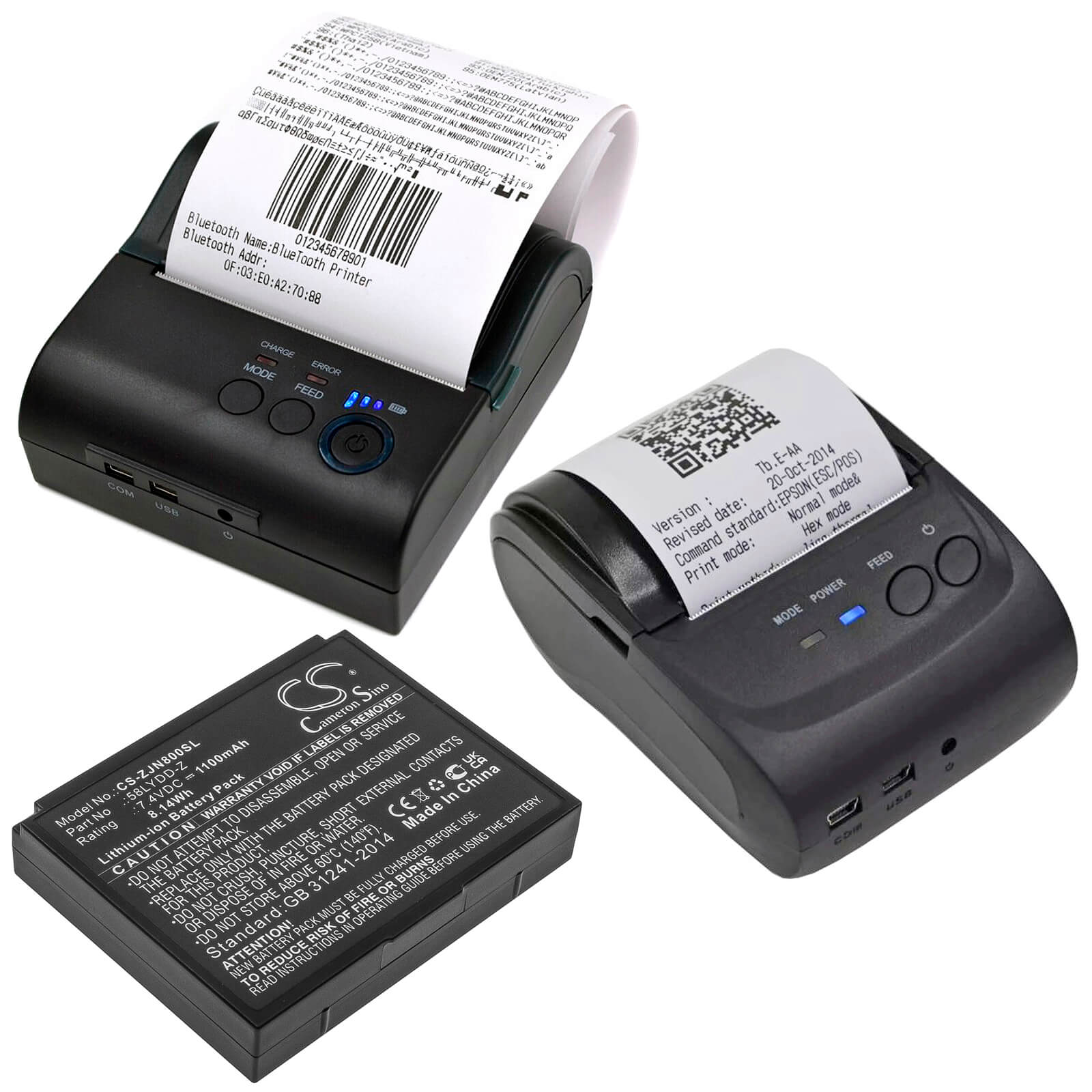 Li-ion Battery fits Zjiang, Zj-5802, Zj-8001 7.4V, 1100mAh / 8.14Wh Portable Printer Cameron Sino Technology Limited