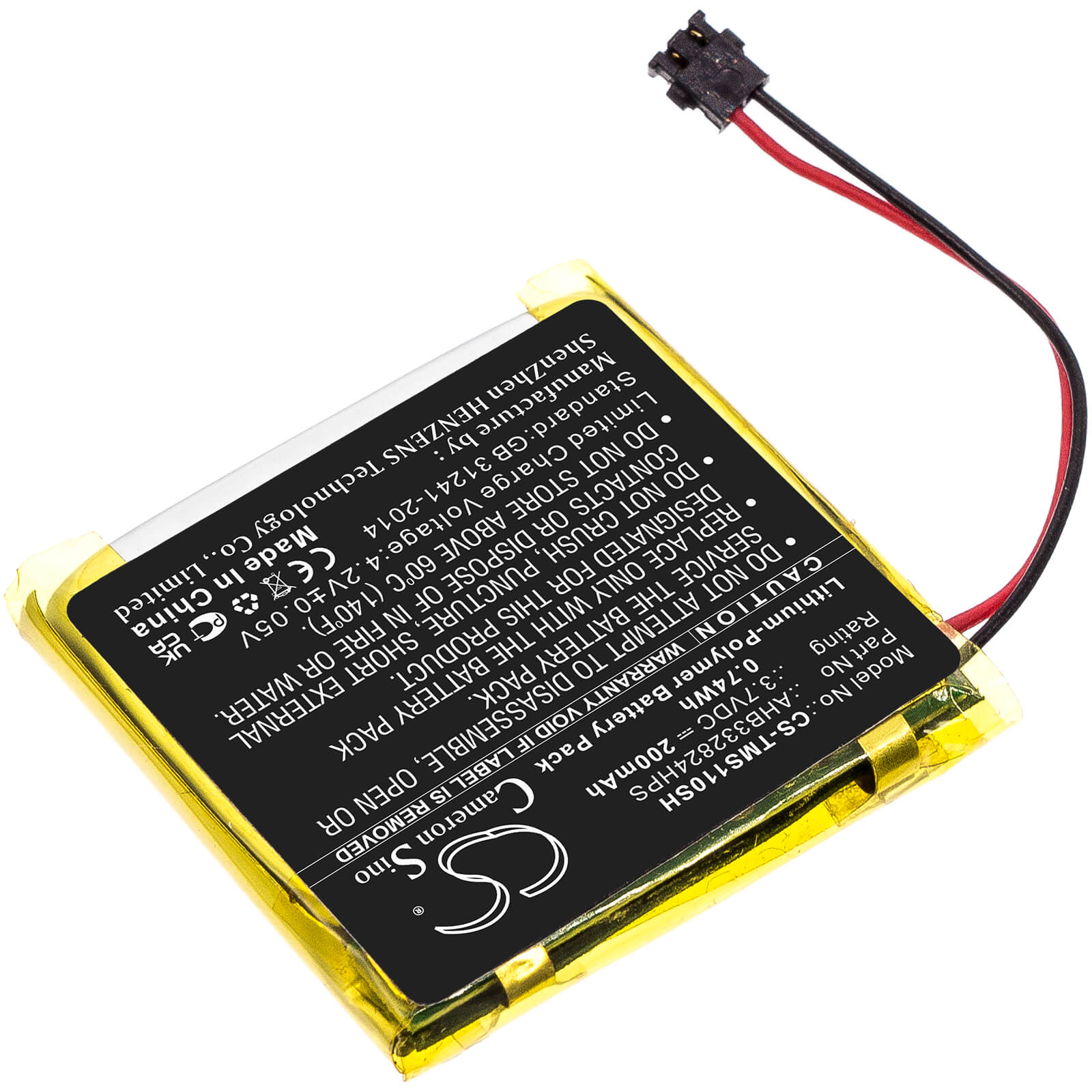 Li-Polymer Battery fits Tomtom, Spark Cardio + Music Gps, Spark Cardio 2 + Music Gps 3.7V, 200mAh / 0.74Wh Smartwatch Cameron Sino Technology Limited