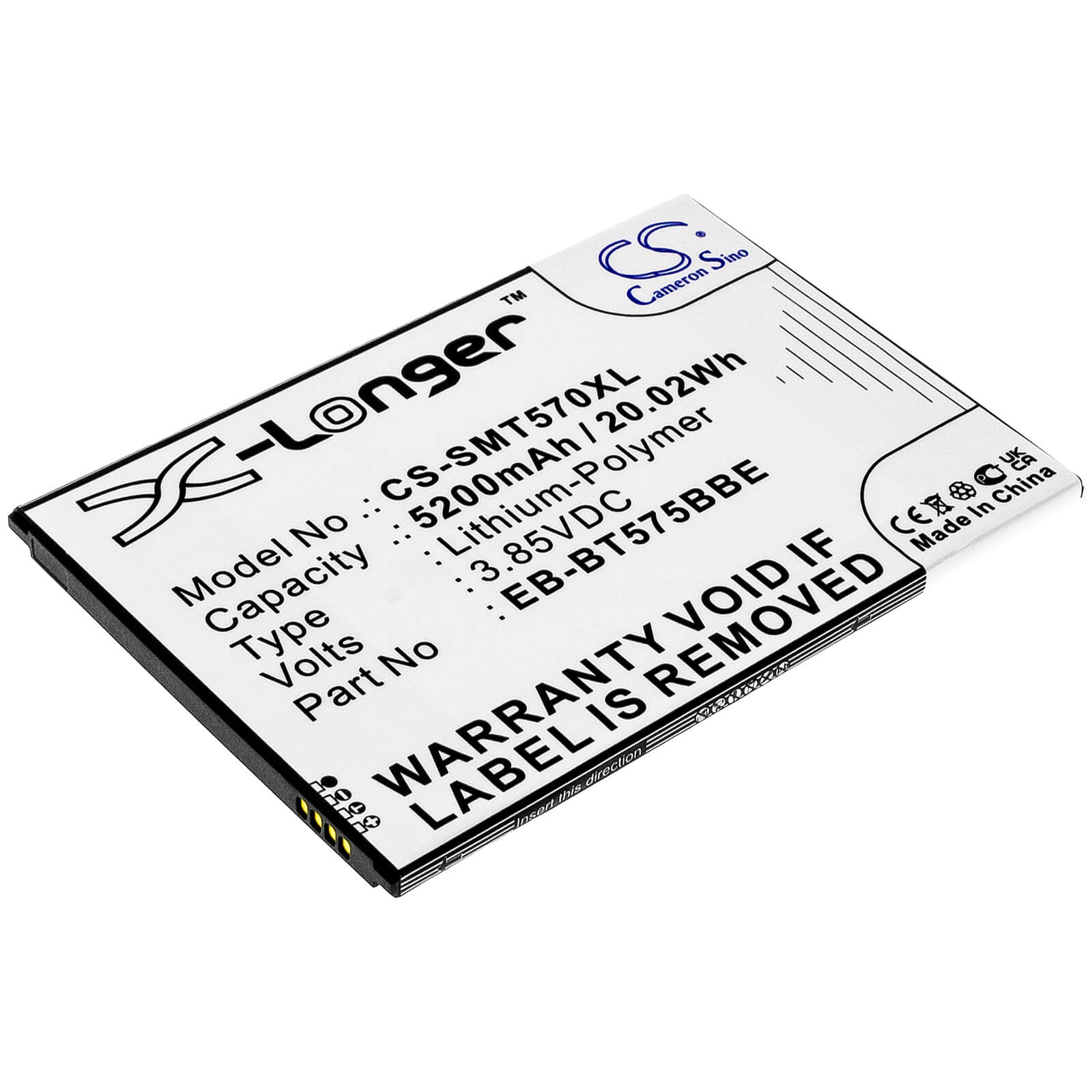 Li-Polymer Battery fits Samsung, Galaxy Tab Active 3, Galaxy Tab Active 3 8,0 3.85V, 5200mAh / 20.02Wh Tablet Cameron Sino Technology Limited