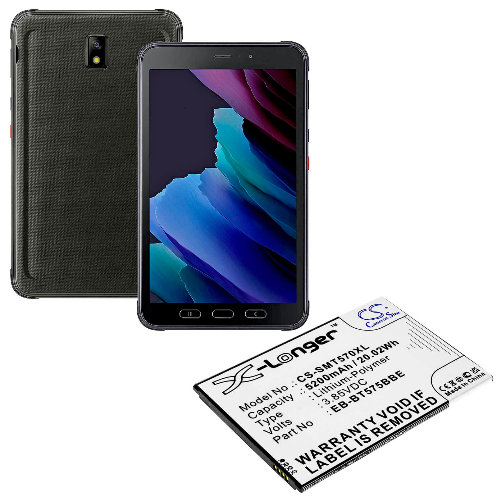Li-Polymer Battery fits Samsung, Galaxy Tab Active 3, Galaxy Tab Active 3 8,0 3.85V, 5200mAh / 20.02Wh Tablet Cameron Sino Technology Limited