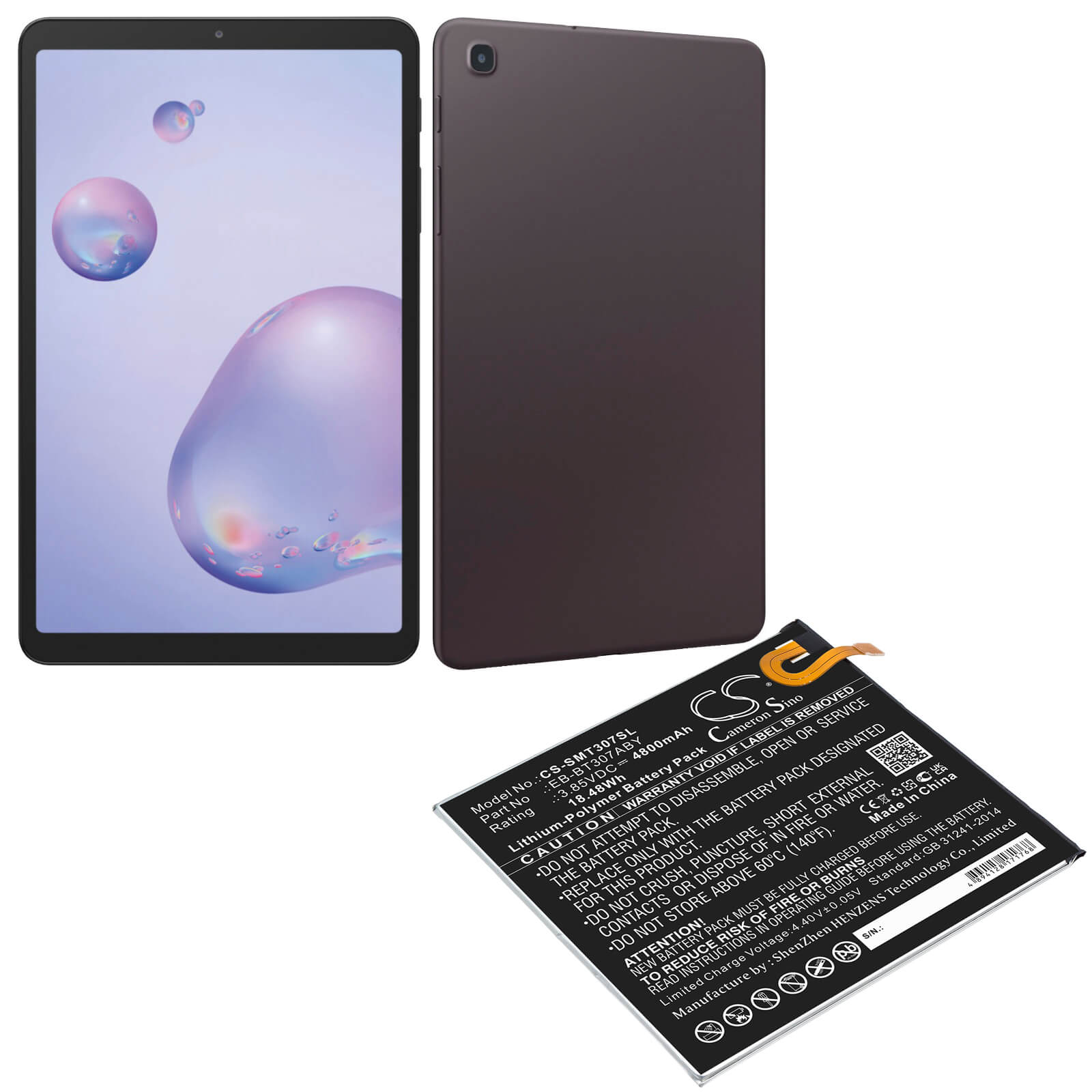 Li-Polymer Battery fits Samsung, Galaxy Tab A 8,4 2020, Sm-t307u 3.85V, 4800mAh / 18.48Wh Tablet Cameron Sino Technology Limited