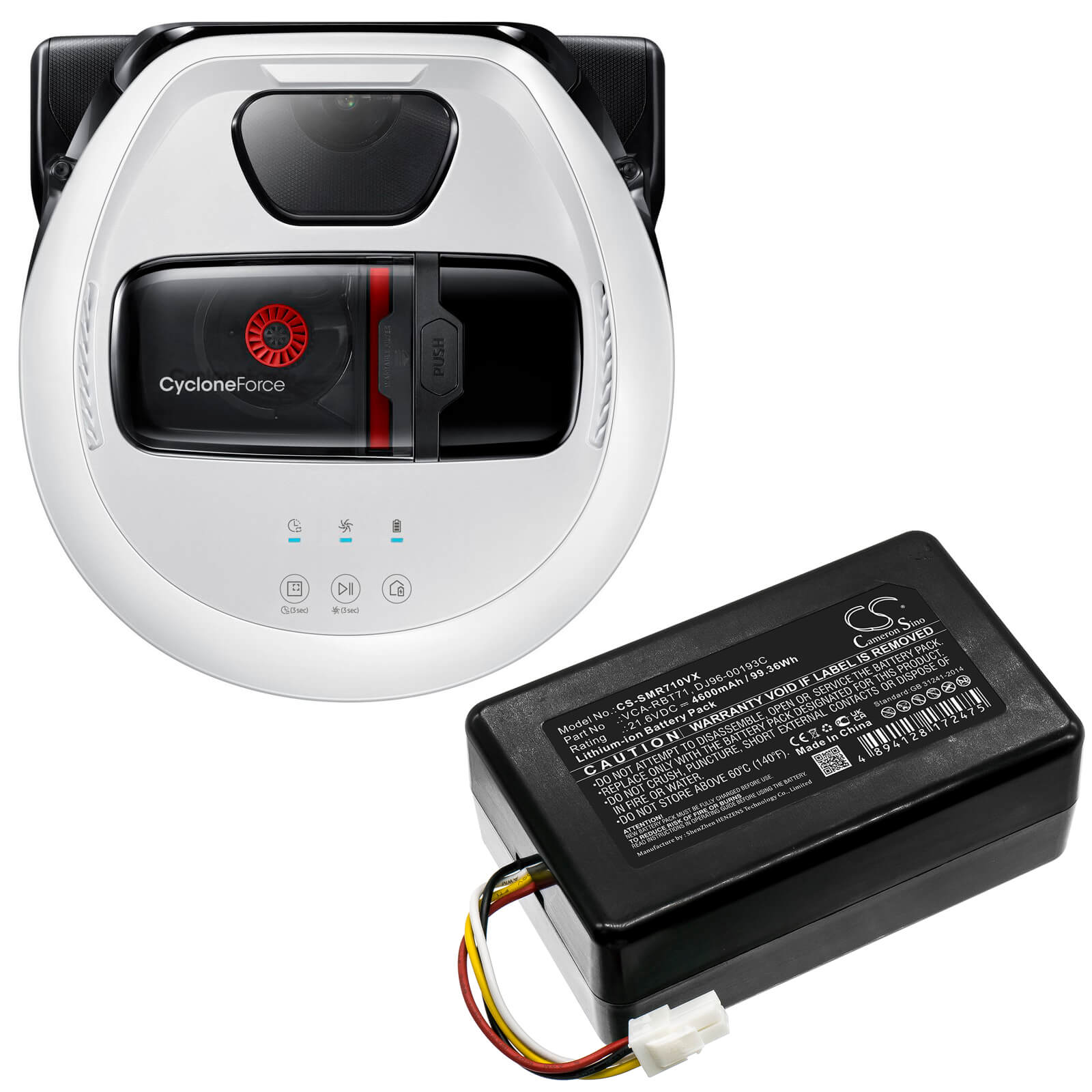 Li-ion Battery fits Samsung, Powerbot R7040, Sr10m701puw 21.6V, 4600mAh / 99.36Wh Vacuum Cameron Sino Technology Limited
