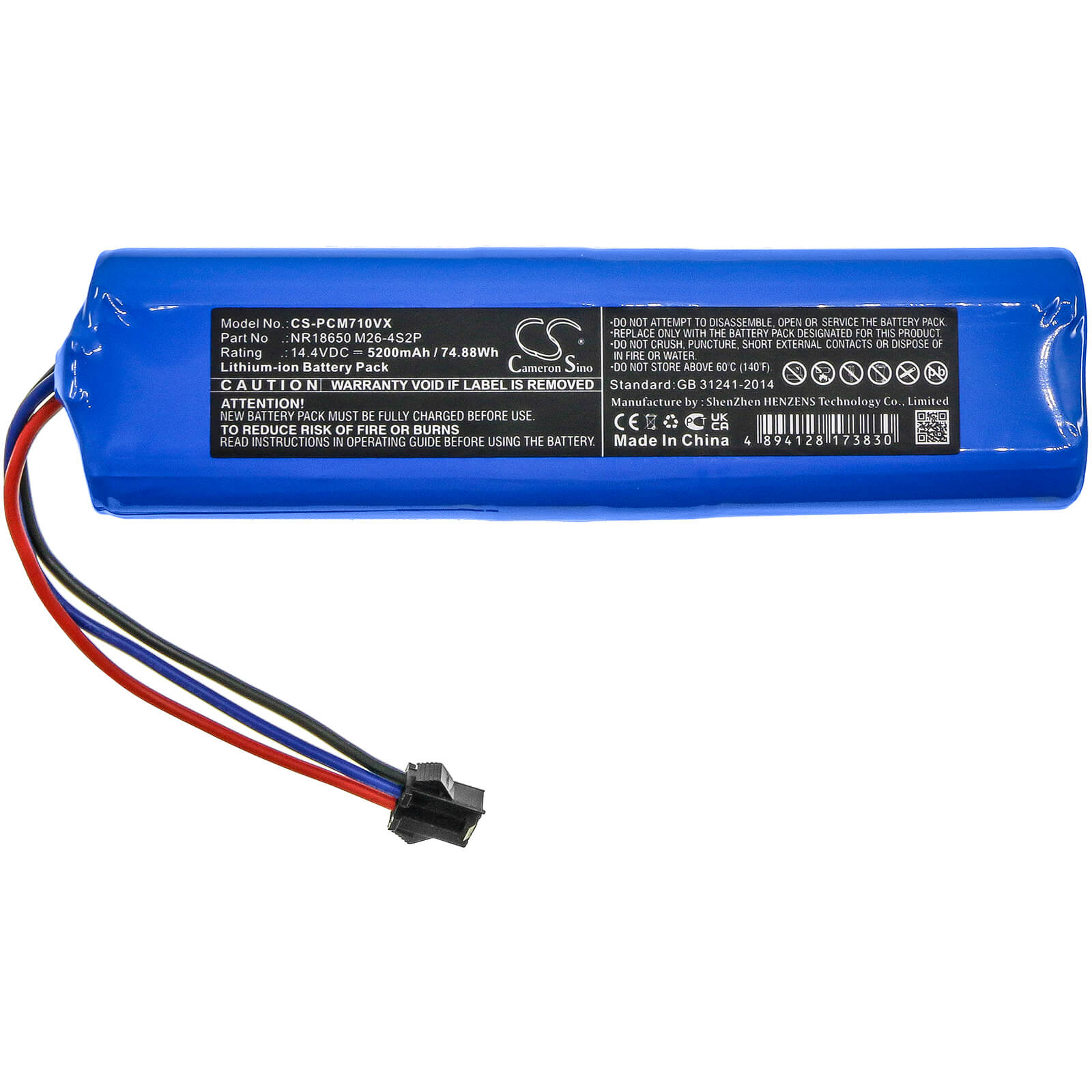 Li-ion Battery fits Uoni, V980 Max, V980 Plus 14.4V, 5200mAh / 74.88Wh Vacuum Cameron Sino Technology Limited