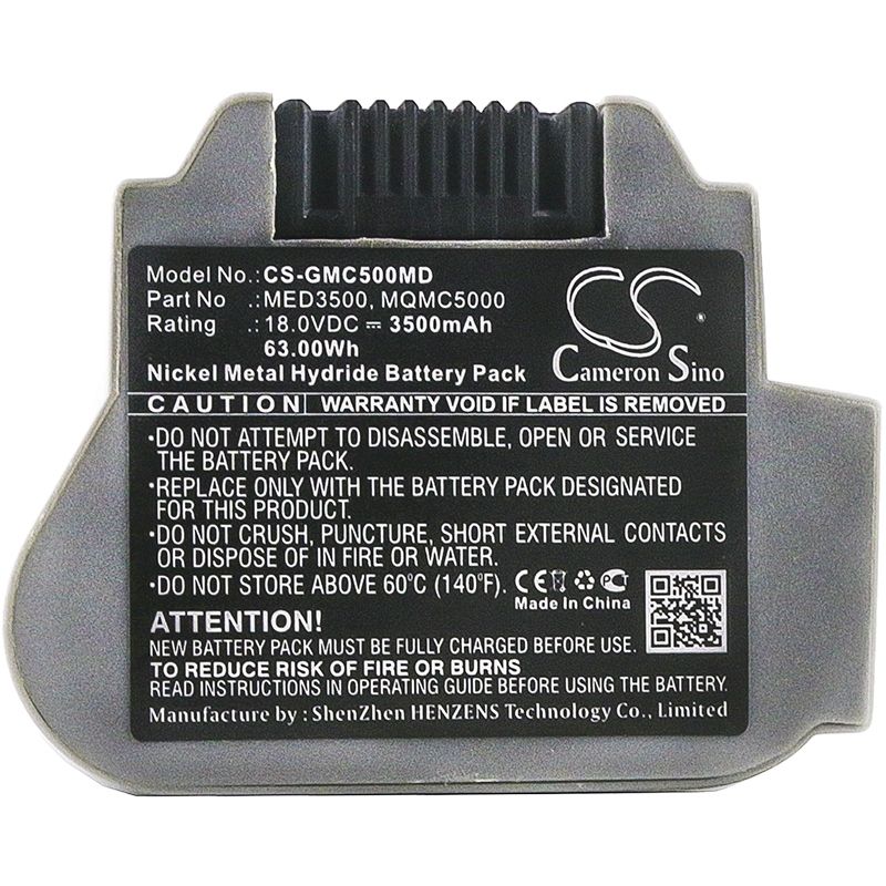 Ni-MH Battery fits Ge, Mac 3500, Mac 5000, Mac 5500 18.0V, 3500mAh Medical Cameron Sino Technology Limited