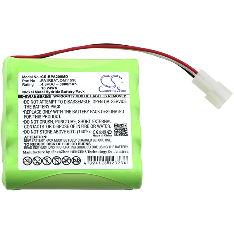 Ni-MH Battery fits Bullard, Pa20 Air Purifying System, Bullard 4.8V, 3800mAh Medical Cameron Sino Technology Limited