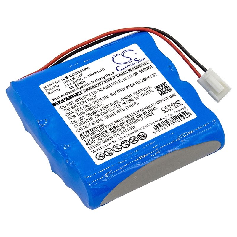 Ni-MH Battery fits Biocare, Ecg-3010, Ecg-3010 Digital 3-channel Ecg, 14.8V, 1600mAh Medical Cameron Sino Technology Limited