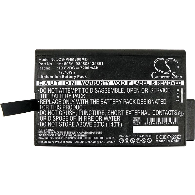 Li-ion Battery Fits Philips, 740 Select Vital Signs Monitor, Eli 380 Ecg, Fm20 10.8v, 7200mah Medical Cameron Sino Technology Limited