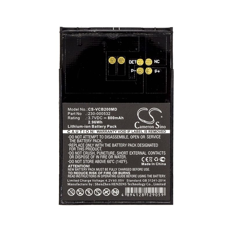 Li-ion Battery fits Vocera, Communications Badge B1000, Communications Badge B2000, 3.7V, 800mAh Medical Cameron Sino Technology Limited
