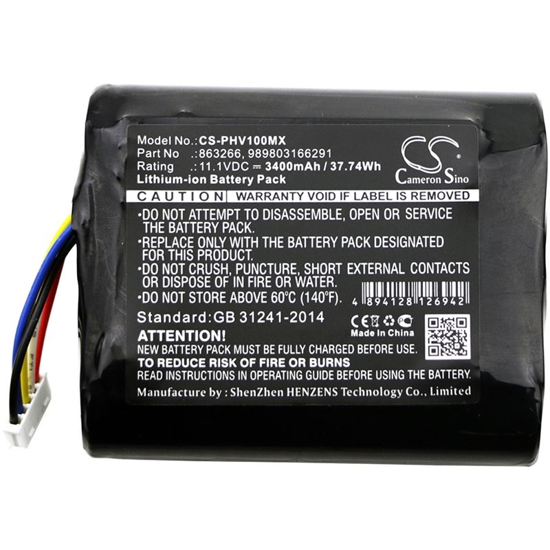 Li-ion Battery Fits Philips, Moniteur Portable Suresigns Vms, Monitor Vs1, Monitor Vs2 11.1v, 3400mah Medical Cameron Sino Technology Limited