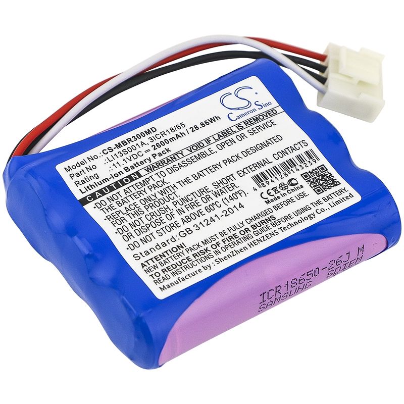 Li-ion Battery fits Mindray, Beneheart R3, Beneheart R3 Ekg, Beneheart R3a 11.1V, 2600mAh Medical Cameron Sino Technology Limited