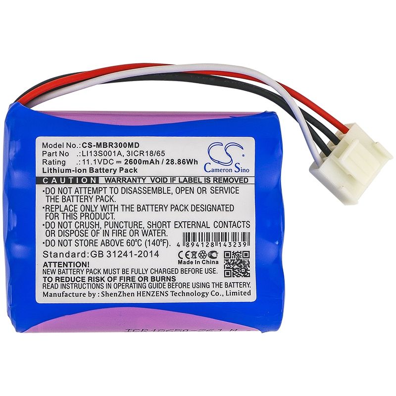 Li-ion Battery fits Mindray, Beneheart R3, Beneheart R3 Ekg, Beneheart R3a 11.1V, 2600mAh Medical Cameron Sino Technology Limited