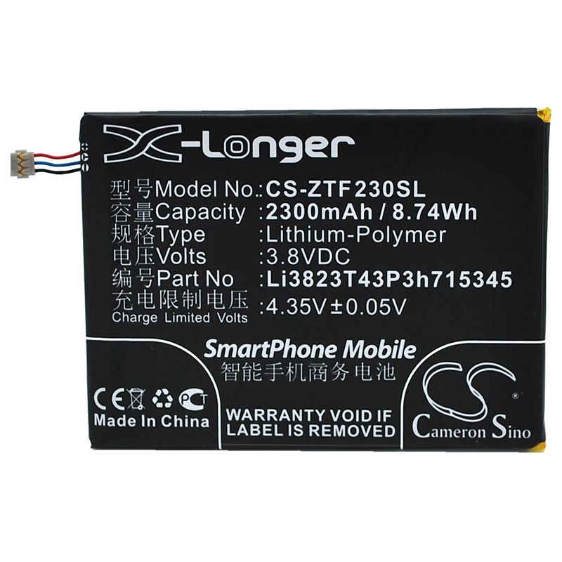 Li-polymer Battery Fits Zte, Grand S Flex, Zte 3.8v, 2300mah Hotspot Cameron Sino Technology Limited
