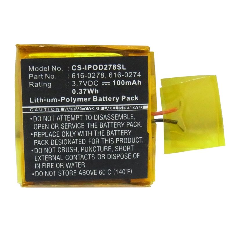 Li-Polymer Battery fits Apple, Ipod Shuffle G2 1gb, Ipod Shuffle G3, 3.7V, 100mAh Media Player Cameron Sino Technology Limited