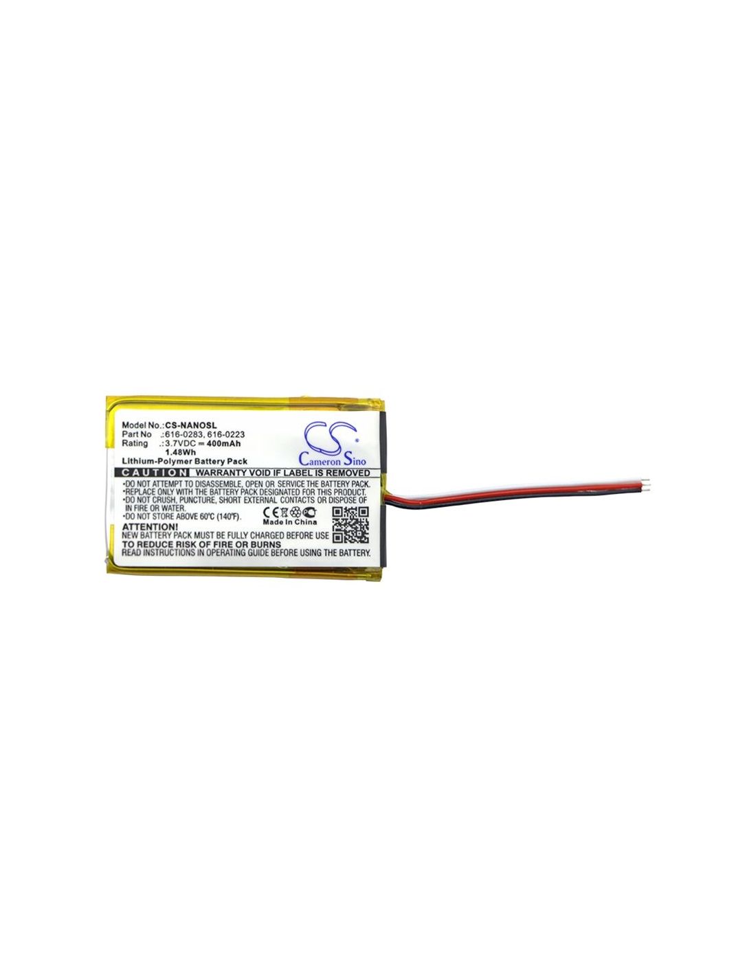 Li-polymer Battery Fits Apple, Ipod Nano 2gb, Ipod Nano 4gb, Ipod Nano Ma004ll/a 3.7v, 400mah Media Player Cameron Sino Technology Limited