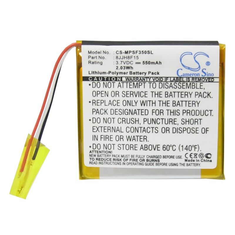 Li-polymer Battery Fits Sandisk, Sansa Fuze 4gb, Sansa Fuze 8gb, 3.7v, 550mah Computer Cameron Sino Technology Limited (Suspended)