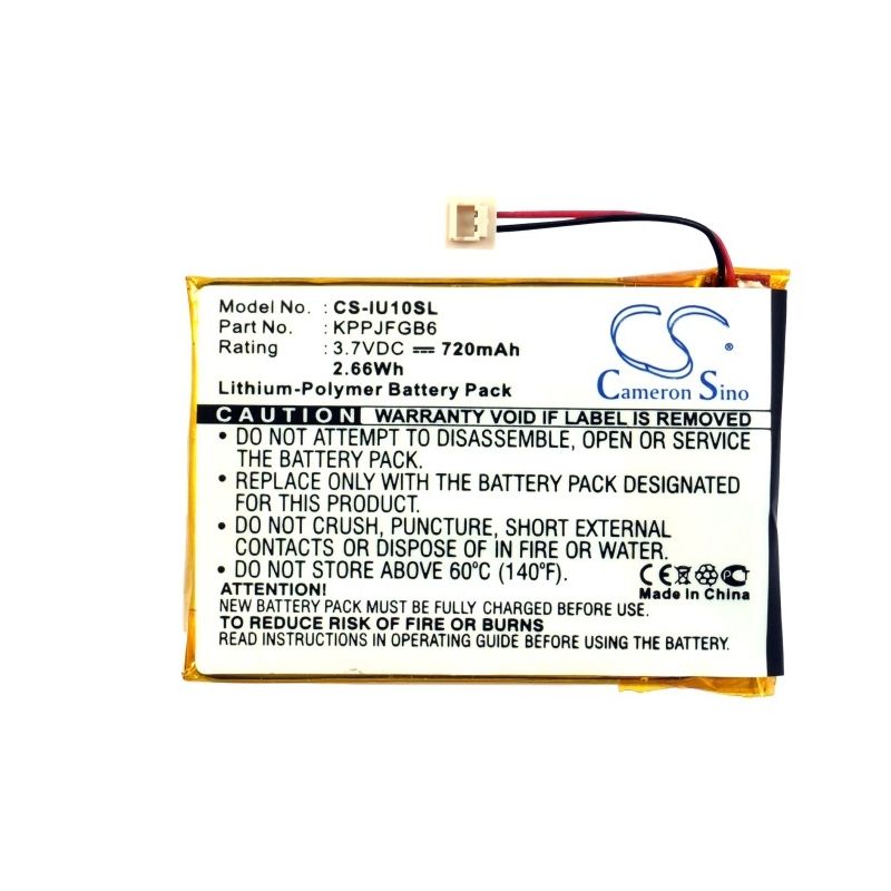 Li-Polymer Battery fits Iriver, Clix 2gb, Clix 4gb, U10 3.7V, 720mAh Media Player Cameron Sino Technology Limited