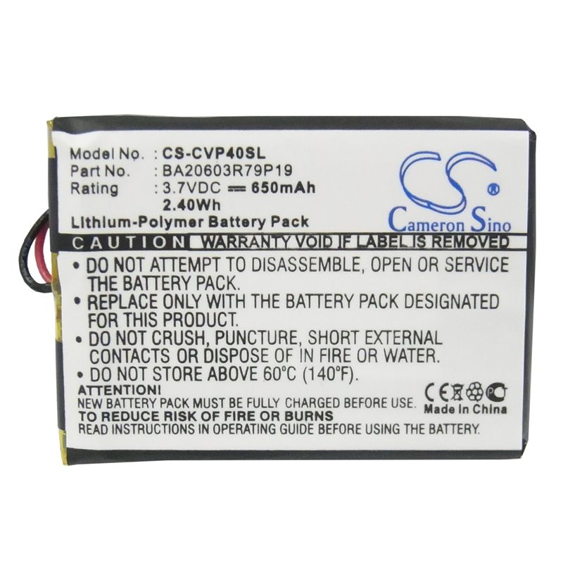 Li-Polymer Battery fits Creative, Dap-fl0040, V, V Plus 3.7V, 650mAh Media Player Cameron Sino Technology Limited