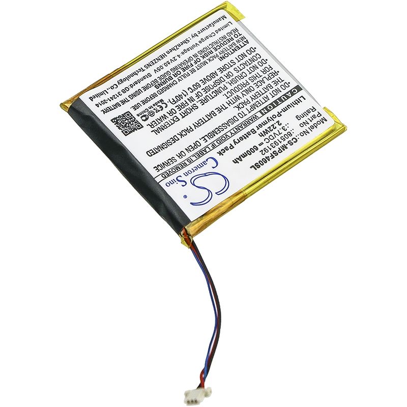 Li-Polymer Battery fits Sandisk, Sansa Smdx10r-8192k-p70, Sansa View, Sansa View 16gb 3.7V, 600mAh Media Player Cameron Sino Technology Limited