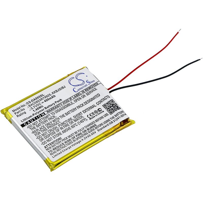 Li-Polymer Battery fits Creative, Zen 16gb, Zen 32gb, Zen 4gb 3.7V, 400mAh Computer Cameron Sino Technology Limited