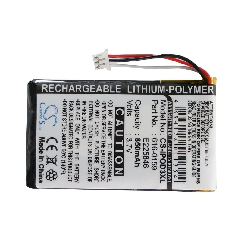 Li-polymer Battery Fits Apple, Ipod 10gb M8976ll/a, Ipod 15gb M9460ll/a, Ipod 20gb M9244ll/a 3.7v, 850mah Media Player Cameron Sino Technology Limited