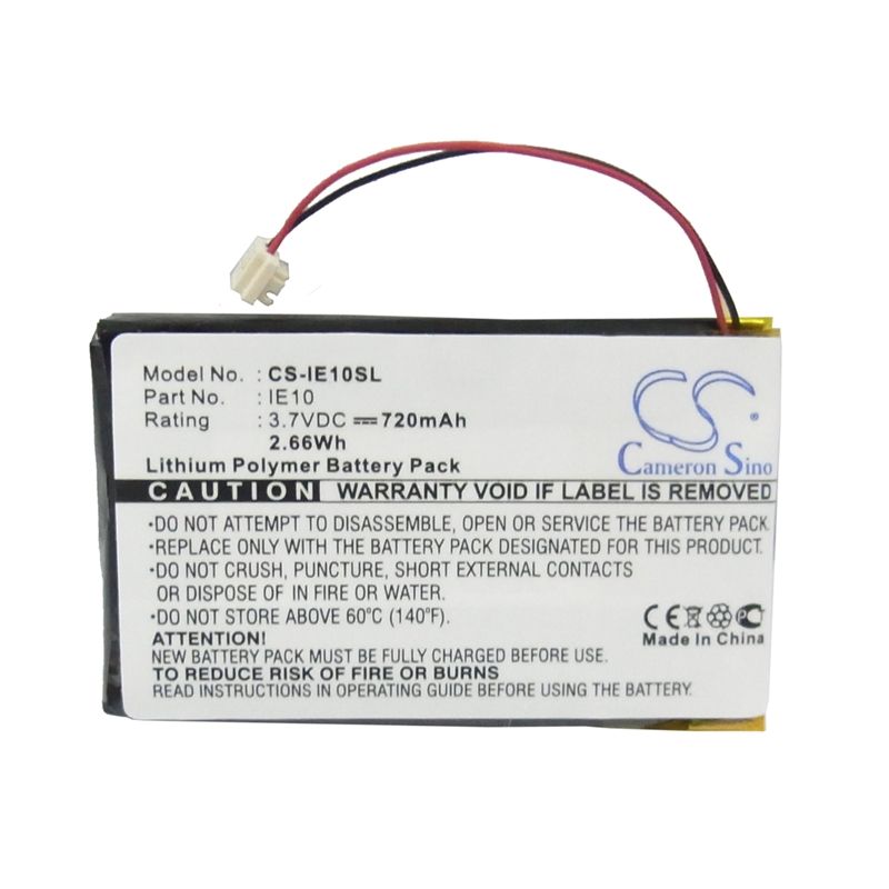 Li-Polymer Battery fits Iriver, E10, E10ct, Hdd Jukebox 3.7V, 720mAh Media Player Cameron Sino Technology Limited