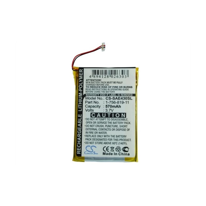 Li-Polymer Battery fits Sony, Nw-e435, Nw-e435f, Nwz-e436 3.7V, 570mAh Media Player Cameron Sino Technology Limited