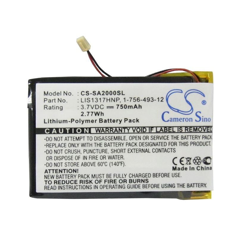 Li-Polymer Battery fits Sony, Nw-a2000, Nw-hd3, 3.7V, 750mAh Media Player Cameron Sino Technology Limited