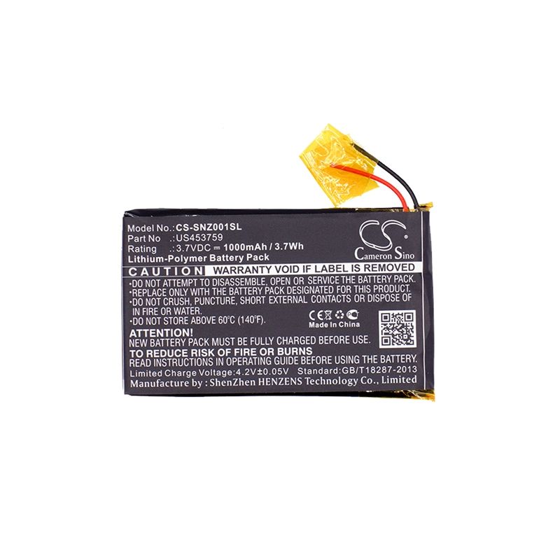 Li-Polymer Battery fits Sony, Nwz-zx1, Walkman Nwz-zx1, 3.7V, 1000mAh Media Player Cameron Sino Technology Limited