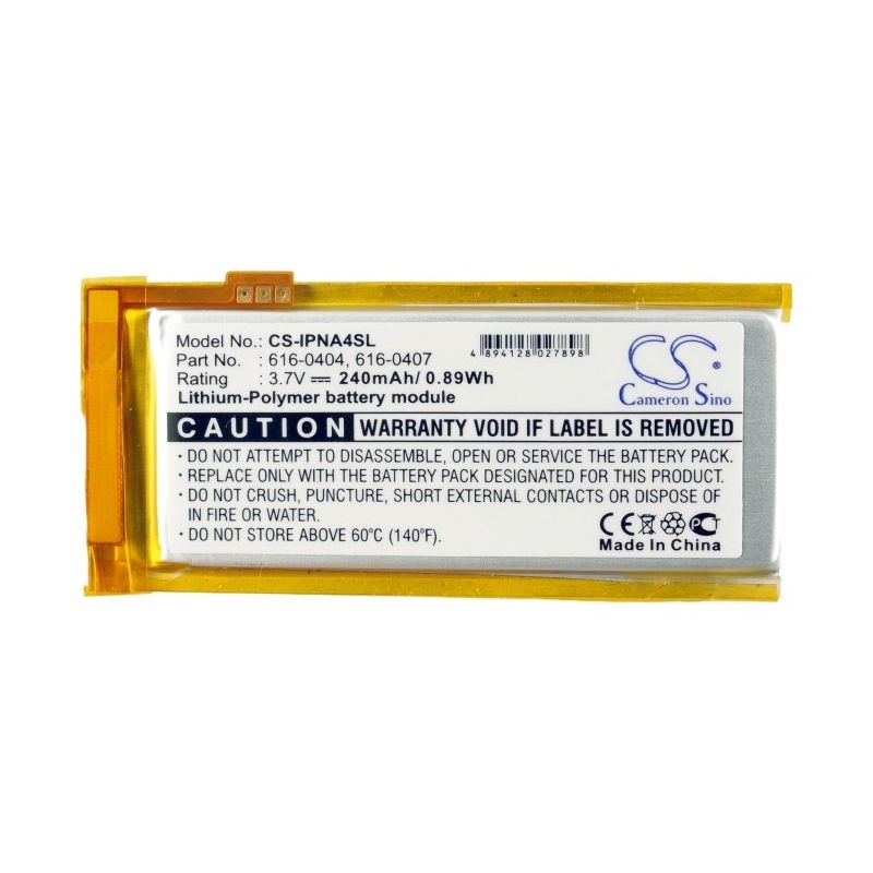 Li-polymer Battery Fits Apple, Ipod Nano 4th 16gb, Ipod Nano 4th 4gb, Ipod Nano 4th 8gb 3.7v, 240mah Media Player Cameron Sino Technology Limited