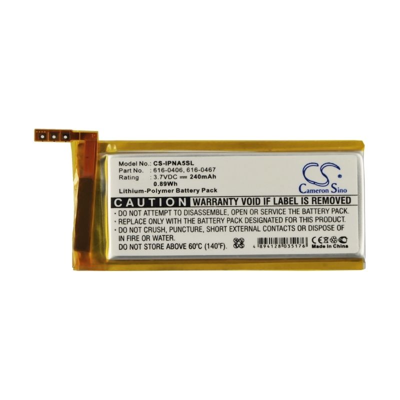 Li-polymer Battery Fits Apple, Ipod Nano 5th, Apple 3.7v, 240mah Media Player Cameron Sino Technology Limited