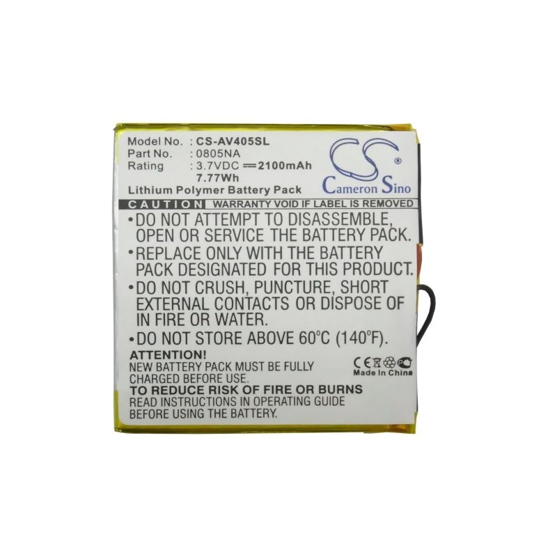 Li-Polymer Battery fits Archos, Av405, Av405 Protable Media Player 2gb, Av405 Protable Media Player 4gb 3.7V, 2100mAh Computer Cameron Sino Technology Limited (Suspended)