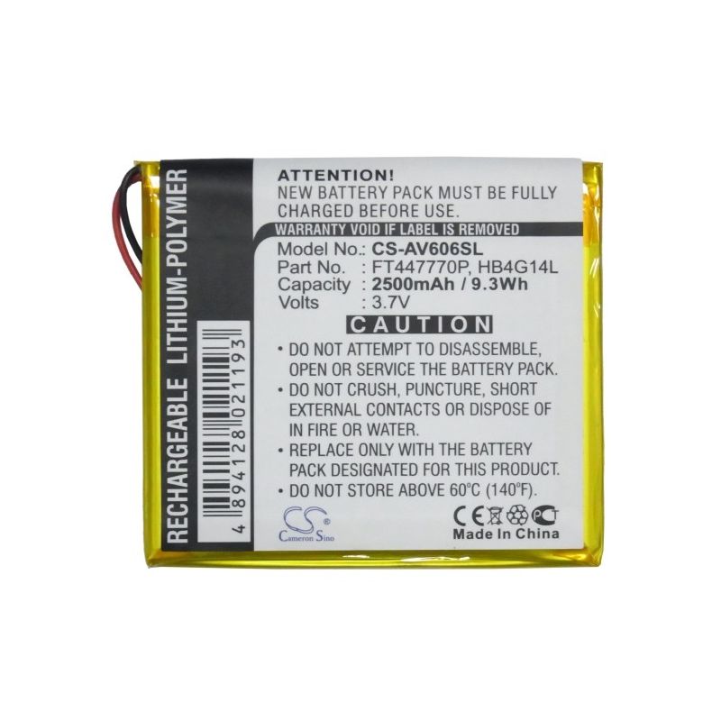 Li-Polymer Battery fits Archos, Av605 120gb, Av605 160gb, Av605 30gb 3.7V, 2500mAh Media Player Cameron Sino Technology Limited