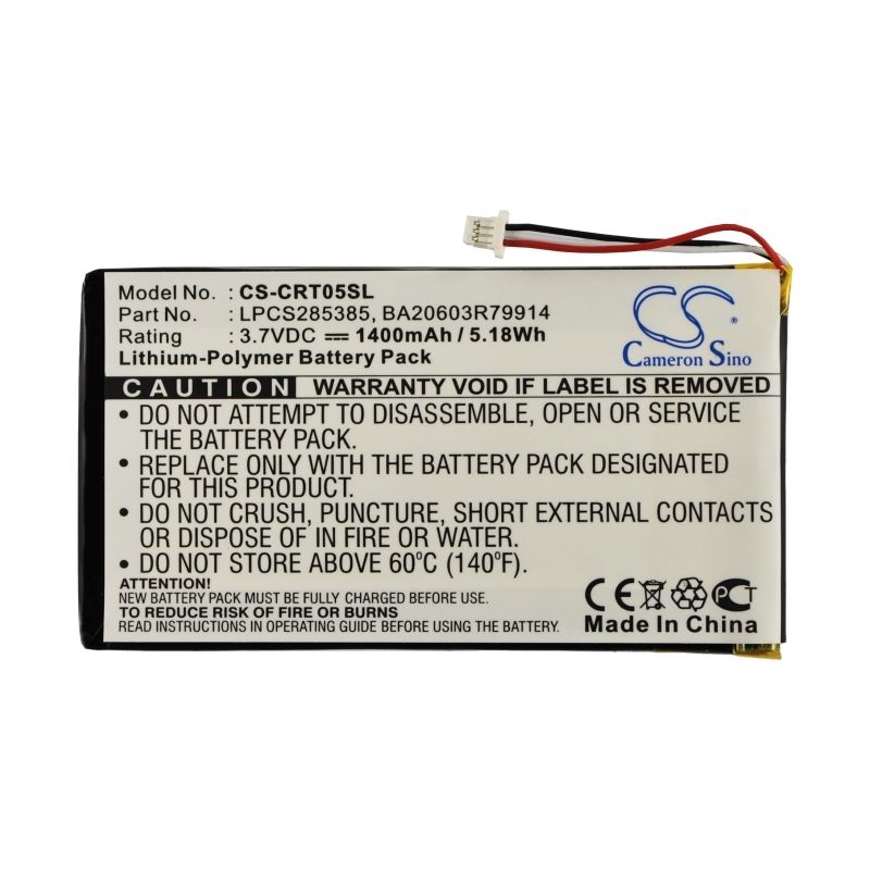 Li-polymer Battery Fits Creative, Dvp-hd0003, Zen Vision M (60gb), Zen Vision M 30gb 3.7v, 1400mah Computer Cameron Sino Technology Limited (Suspended)